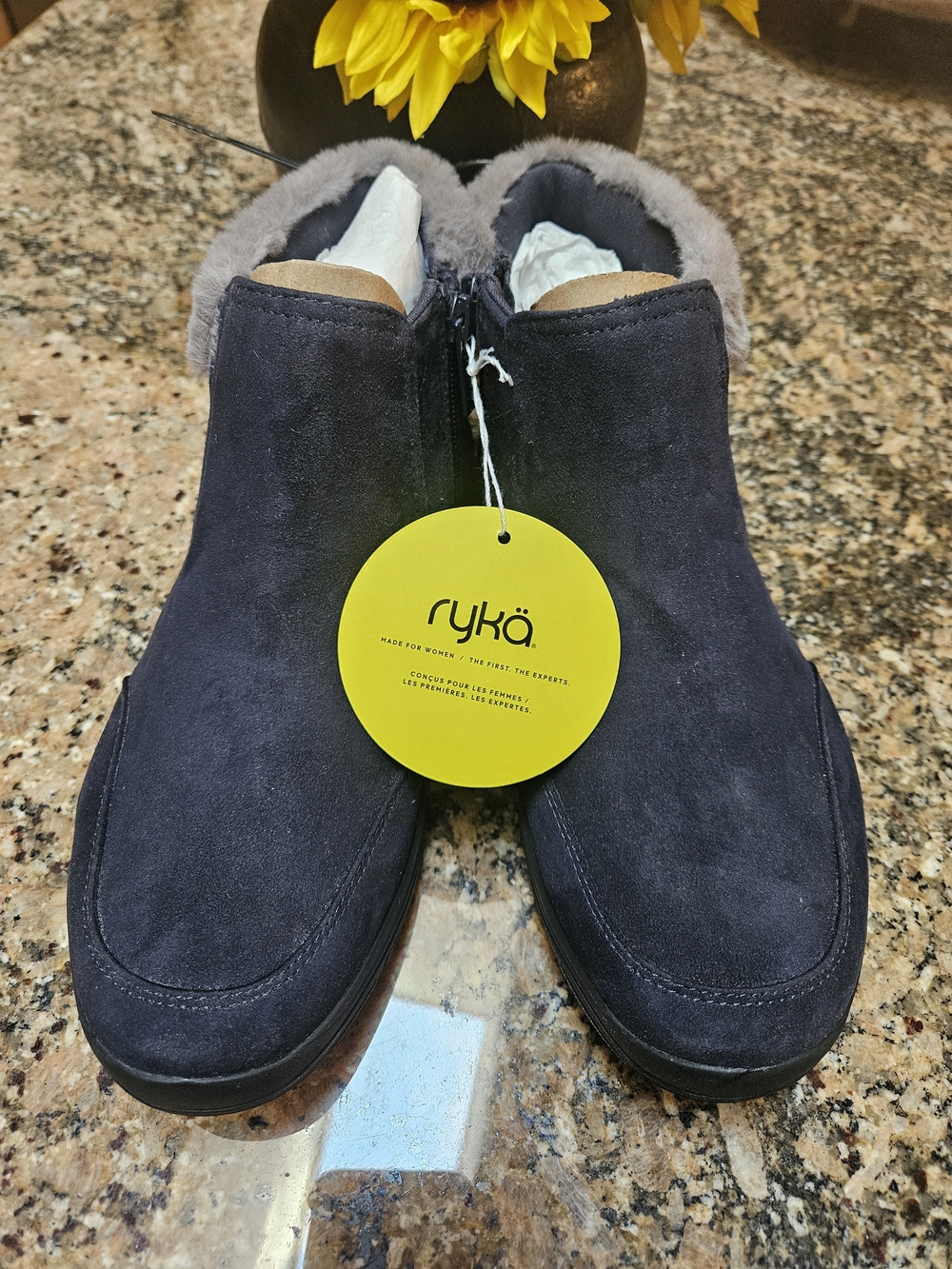 Ryka Women’s Blue Faux Fur Repel Ankle Shoes Boots Size 8 NWT